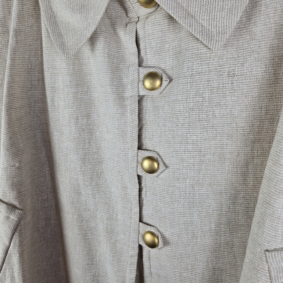 Charmed Nancy Rose Linen Blend Gold Metallic Career Blazer Jacket Plus Size 3X - Picture 5 of 13